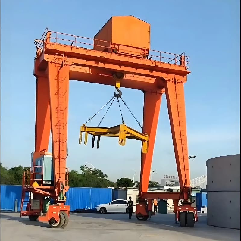 20T Rubber Tyred Gantry Crane Hybrid RTG with PLC Control & Anti-Sway