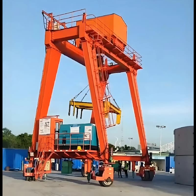 20T Rubber Tyred Gantry Crane Hybrid RTG with PLC Control & Anti-Sway