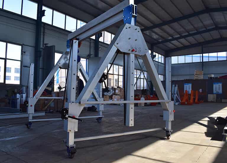500kg Foldable Portable Gantry Crane Aluminum with Casters Span 4m Height 4m