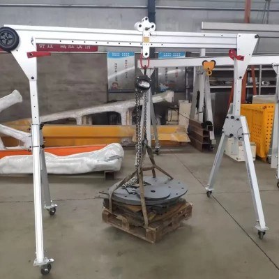 0.5T Portable Foldable Gantry Crane Aluminum with Wheels for Assembly
