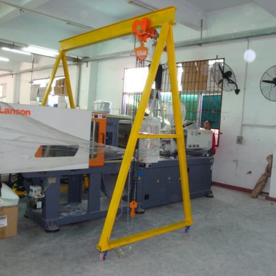 500kg Mobile Gantry Crane Manual Hoist Height 3m Span 2.5m Workshop Use