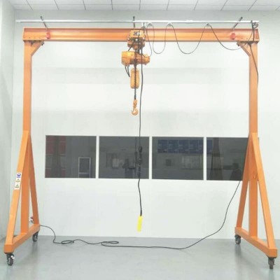 0.5T Steel Mobile Gantry Crane Manual Chain Block Height 3m Span 2.5m