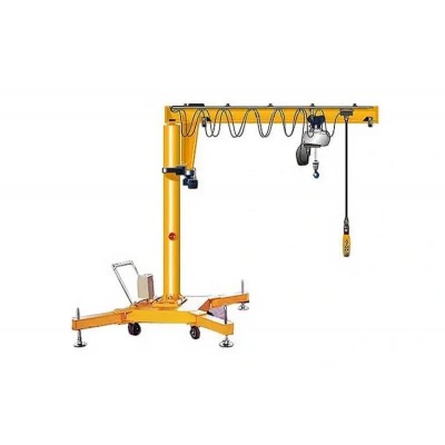 0.25T Portable Jib Crane Mobile with Electric Hoist Span 1.5m Height 2m