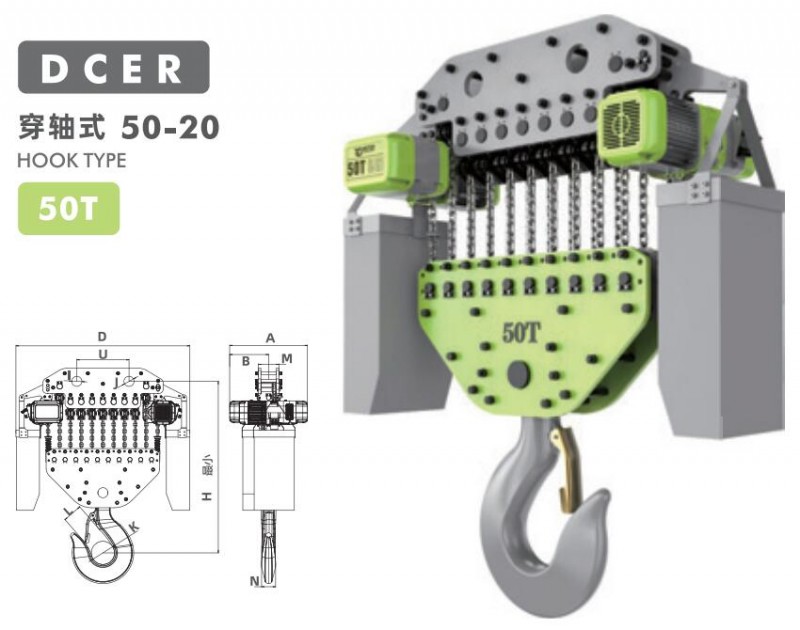 1T Fixed Electric Chain Hoist Euro M5 9.2m/min 2kW IP55
