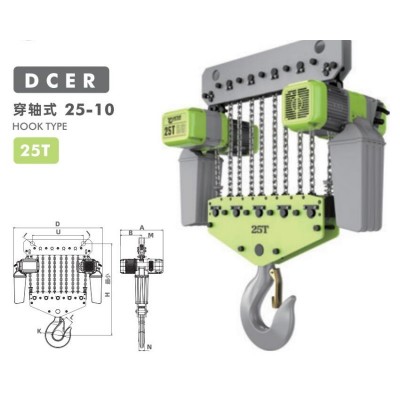 1T Fixed Euro Chain Hoist 9.2m/min 2kW M5 380V 3 Phase