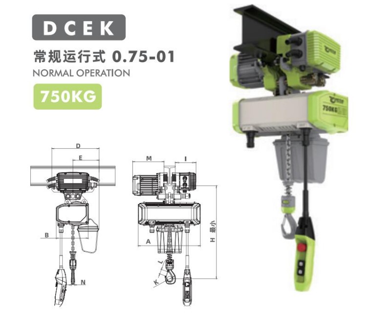 0.75T Traveling European Chain Hoist 2/6.5m/min Egypt Factory Bridge Crane