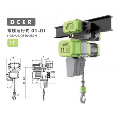 1T Traveling European Hoist VFD 1.2~9.2m/min SE Asia Factory Overhead Crane
