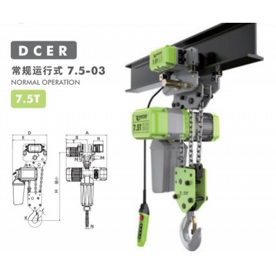 7.5T Traveling European Hoist VFD 0.4~2.7m/min Netherlands Double Beam