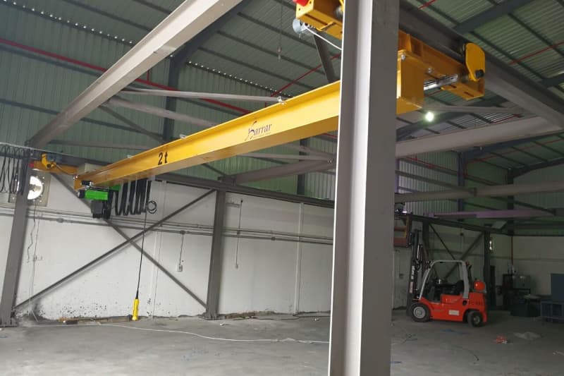 1t Single Girder Underhung Overhead Crane, 23m Lift, 5.5m Span for Turkey