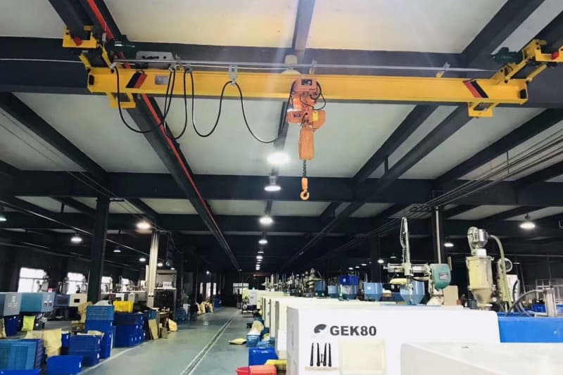 1t Single Girder Underhung Overhead Crane, 23m Lift, 5.5m Span for Turkey